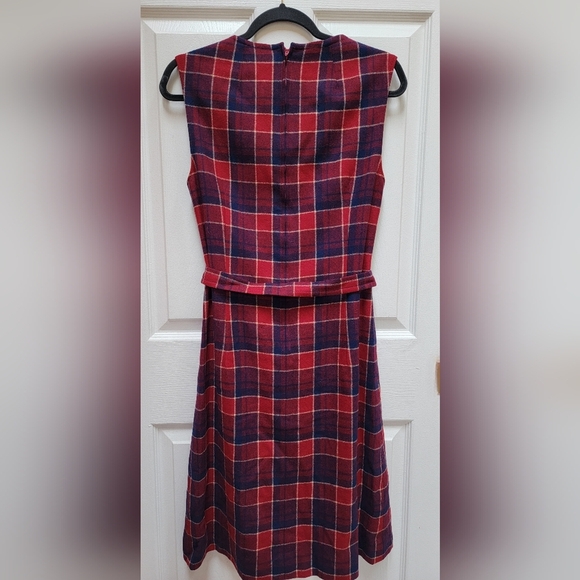 Pendleton Vintage 100% Virgin Wool Plaid Sleeveless Dress w/Belt Size 14 - Picture 2 of 4